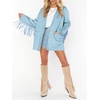 image:imageCicy Bell Womens Faux Suede Fringe Jacket Casual Blazer Button Suit JacketsBlue