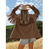 image:imageCicy Bell Womens Faux Suede Fringe Jacket Casual Blazer Button Suit JacketsDark Brown
