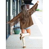 image:imageCicy Bell Womens Faux Suede Fringe Jacket Casual Blazer Button Suit JacketsDark Brown