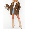 image:imageCicy Bell Womens Faux Suede Fringe Jacket Casual Blazer Button Suit JacketsDark Brown