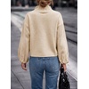 image:imageCicy Bell Womens Ruffle Mock Neck Sweaters Balloon Sleeve Knit CardigansBeige