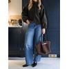 image:imageCicy Bell Womens Ruffle Mock Neck Sweaters Balloon Sleeve Knit CardigansBlack