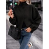 image:imageCicy Bell Womens Ruffle Mock Neck Sweaters Balloon Sleeve Knit CardigansBlack