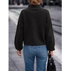 image:imageCicy Bell Womens Ruffle Mock Neck Sweaters Balloon Sleeve Knit CardigansBlack