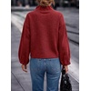 image:imageCicy Bell Womens Ruffle Mock Neck Sweaters Balloon Sleeve Knit CardigansBurgundy