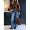 image:imageCicy Bell Womens Ruffle Mock Neck Sweaters Balloon Sleeve Knit CardigansCoffee