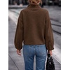 image:imageCicy Bell Womens Ruffle Mock Neck Sweaters Balloon Sleeve Knit CardigansCoffee