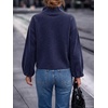 image:imageCicy Bell Womens Ruffle Mock Neck Sweaters Balloon Sleeve Knit CardigansDark Blue