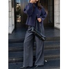 image:imageCicy Bell Womens Ruffle Mock Neck Sweaters Balloon Sleeve Knit CardigansDark Blue