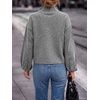 image:imageCicy Bell Womens Ruffle Mock Neck Sweaters Balloon Sleeve Knit CardigansGrey