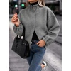 image:imageCicy Bell Womens Ruffle Mock Neck Sweaters Balloon Sleeve Knit CardigansGrey