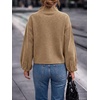 image:imageCicy Bell Womens Ruffle Mock Neck Sweaters Balloon Sleeve Knit CardigansKhaki