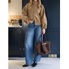 image:imageCicy Bell Womens Ruffle Mock Neck Sweaters Balloon Sleeve Knit CardigansKhaki