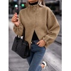 image:imageCicy Bell Womens Ruffle Mock Neck Sweaters Balloon Sleeve Knit CardigansKhaki