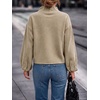image:imageCicy Bell Womens Ruffle Mock Neck Sweaters Balloon Sleeve Knit CardigansLight Khaki