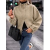 image:imageCicy Bell Womens Ruffle Mock Neck Sweaters Balloon Sleeve Knit CardigansLight Khaki