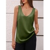 image:imageCicy Bell Womens Silk Satin Tank Tops V Neck Dressy Casual Camisole BlousesArmy Green