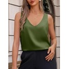 image:imageCicy Bell Womens Silk Satin Tank Tops V Neck Dressy Casual Camisole BlousesArmy Green