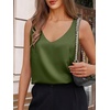 image:imageCicy Bell Womens Silk Satin Tank Tops V Neck Dressy Casual Camisole BlousesArmy Green