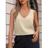 image:imageCicy Bell Womens Silk Satin Tank Tops V Neck Dressy Casual Camisole BlousesBeige