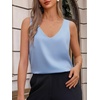image:imageCicy Bell Womens Silk Satin Tank Tops V Neck Dressy Casual Camisole BlousesBlue