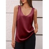 image:imageCicy Bell Womens Silk Satin Tank Tops V Neck Dressy Casual Camisole BlousesBurgundy