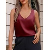 image:imageCicy Bell Womens Silk Satin Tank Tops V Neck Dressy Casual Camisole BlousesBurgundy