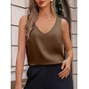 image:imageCicy Bell Womens Silk Satin Tank Tops V Neck Dressy Casual Camisole BlousesCoffee