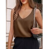 image:imageCicy Bell Womens Silk Satin Tank Tops V Neck Dressy Casual Camisole BlousesCoffee