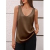 image:imageCicy Bell Womens Silk Satin Tank Tops V Neck Dressy Casual Camisole BlousesCoffee