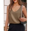 image:imageCicy Bell Womens Silk Satin Tank Tops V Neck Dressy Casual Camisole BlousesKhaki