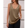 image:imageCicy Bell Womens Silk Satin Tank Tops V Neck Dressy Casual Camisole BlousesKhaki