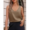 image:imageCicy Bell Womens Silk Satin Tank Tops V Neck Dressy Casual Camisole BlousesKhaki