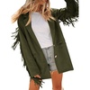 image:imageCicy Bell Womens Faux Suede Fringe Jacket Casual Blazer Button Suit JacketsArmy Green