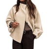 image:imageCicy Bell Womens Ruffle Mock Neck Sweaters Balloon Sleeve Knit CardigansBeige