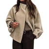 image:imageCicy Bell Womens Ruffle Mock Neck Sweaters Balloon Sleeve Knit CardigansLight Khaki