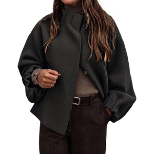 image:imageCicy Bell Womens Ruffle Mock Neck Sweaters Balloon Sleeve Knit CardigansBlack