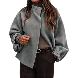 image:imageCicy Bell Womens Ruffle Mock Neck Sweaters Balloon Sleeve Knit CardigansGrey