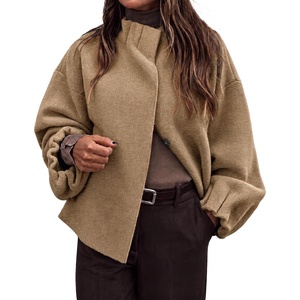 image:imageCicy Bell Womens Ruffle Mock Neck Sweaters Balloon Sleeve Knit CardigansKhaki