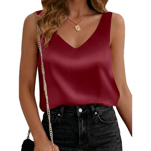 image:imageCicy Bell Womens Silk Satin Tank Tops V Neck Dressy Casual Camisole BlousesRed