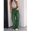 image:imageCicy Bell Womens Pull On Jeans Wide Leg Stretchy Side Striped Denim PantsArmy Green