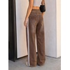 image:imageCicy Bell Womens Pull On Jeans Wide Leg Stretchy Side Striped Denim PantsBrown