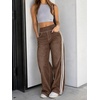 image:imageCicy Bell Womens Pull On Jeans Wide Leg Stretchy Side Striped Denim PantsBrown