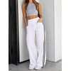 image:imageCicy Bell Womens Pull On Jeans Wide Leg Stretchy Side Striped Denim PantsWhite