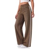 image:imageCicy Bell Womens Pull On Jeans Wide Leg Stretchy Side Striped Denim PantsBrown