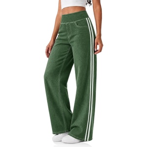 image:imageCicy Bell Womens Pull On Jeans Wide Leg Stretchy Side Striped Denim PantsArmy Green