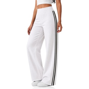 image:imageCicy Bell Womens Pull On Jeans Wide Leg Stretchy Side Striped Denim PantsWhite