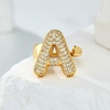 image:imageCicy Bell Initial Rings for Women 14k Gold Plated Cubic Zirconia Delicate Letter Chunky Statement Open Rings Gifts for HerAGold