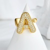 image:imageCicy Bell Initial Rings for Women 14k Gold Plated Cubic Zirconia Delicate Letter Chunky Statement Open Rings Gifts for HerAGold