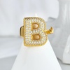 image:imageCicy Bell Initial Rings for Women 14k Gold Plated Cubic Zirconia Delicate Letter Chunky Statement Open Rings Gifts for HerBGold